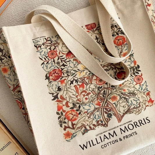 William Morris - "Red Flowers" - Tote Bag